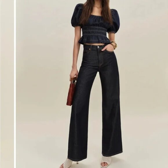 NWT Reformation Aliya Denim Top, Size Medium - Picture 5 of 7